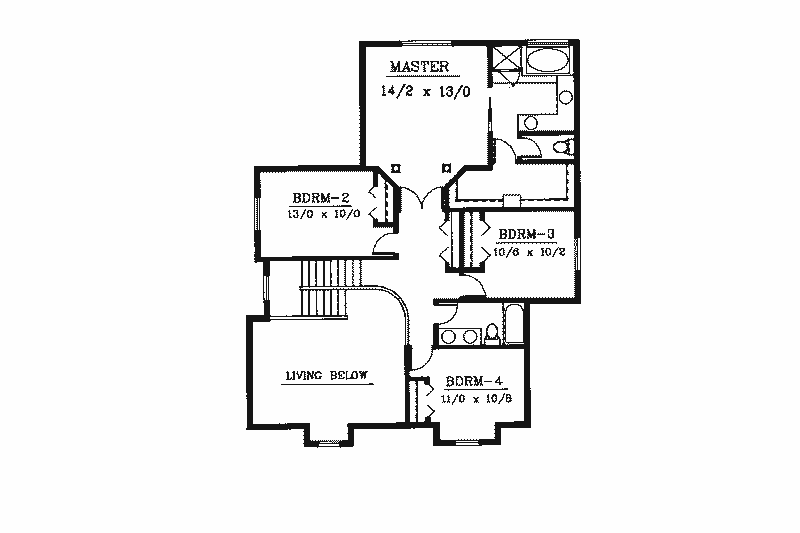 Home Plan - Floor Plan - Upper Floor for Traditional House Plan #94-208 - 4 bed, 2.5 bath