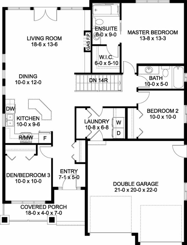 Architectural House Design - Craftsman Floor Plan - Main Floor Plan #126-199