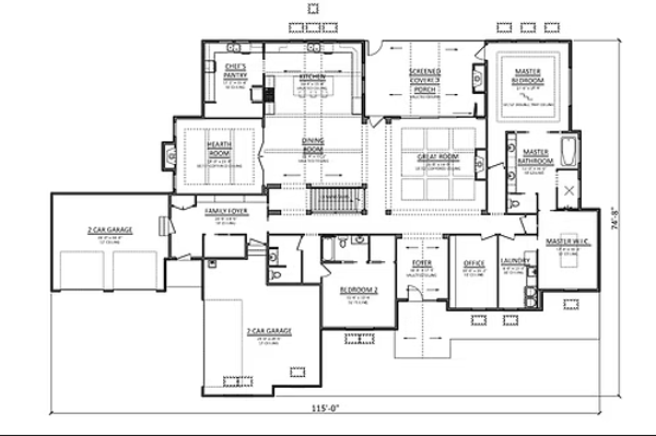 Home Plan - Floor Plan - Main Floor for Craftsman House Plan #1089-35 - 3 bed, 2.5 bath