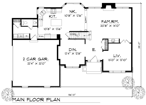 Home Plan - Traditional Floor Plan - Main Floor Plan #70-647