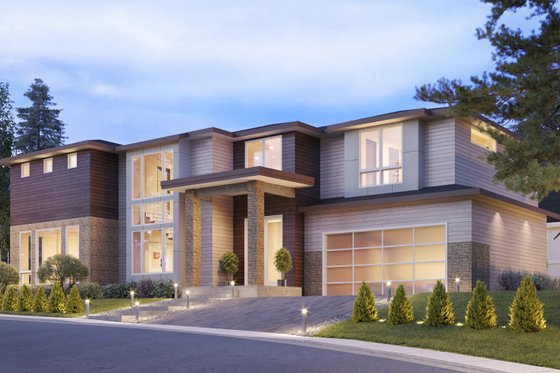 Exterior - Front Elevation 3 for Contemporary House Plan #1066-230 - 5 bed, 4.5 bath
