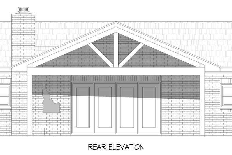 Architectural House Design - Exterior - Rear Elevation 1 for Southern House Plan #932-1392 - 1 bed, 1 bath