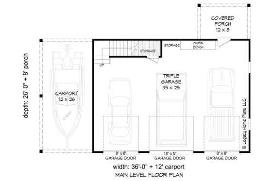 Floor Plan - Main Floor for Farmhouse House Plan #932-664, 0 bath