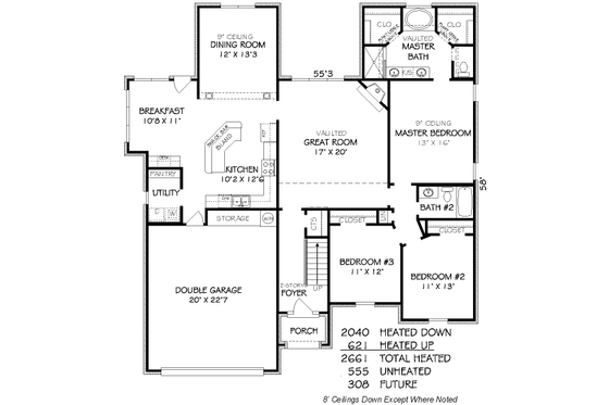 Floor Plan - Main Floor for Traditional House Plan #424-145 - 5 bed, 3 bath