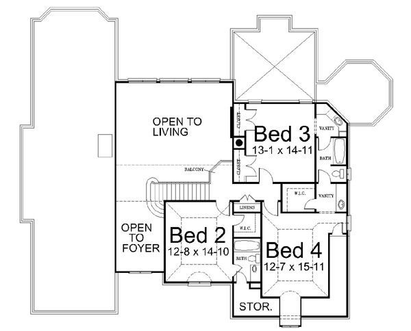 European Floor Plan - Upper Floor Plan #119-269