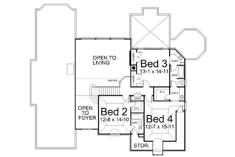 Dream House Plan - Floor Plan - Upper Floor for European House Plan #119-269 - 4 bed, 3.5 bath