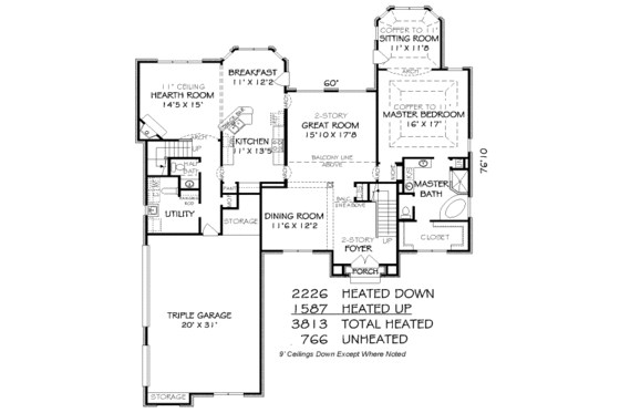 Floor Plan - Main Floor for European House Plan #424-324 - 4 bed, 3.5 bath