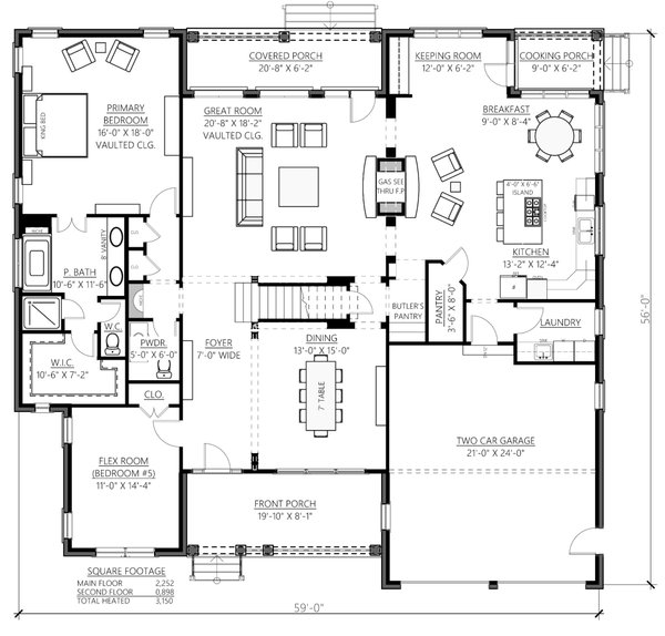 House Blueprint - Craftsman Floor Plan - Main Floor Plan #1094-3