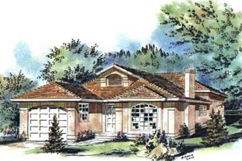 House Blueprint - European Exterior - Front Elevation Plan #18-9237