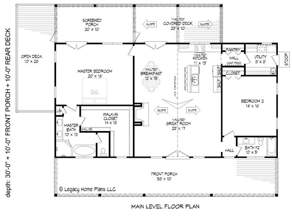 House Blueprint - Southern Floor Plan - Main Floor Plan #932-820
