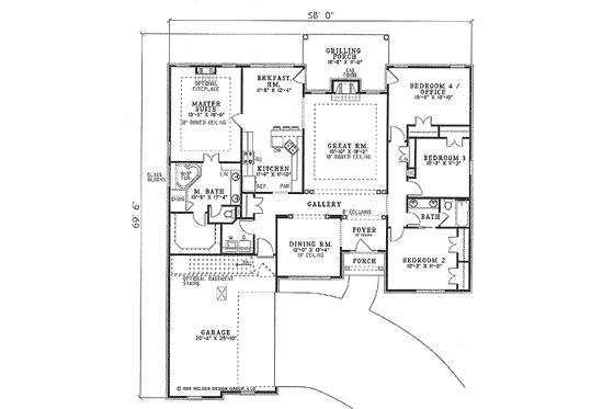 Floor Plan - Main Floor for Traditional House Plan #17-1127 - 4 bed, 2 bath