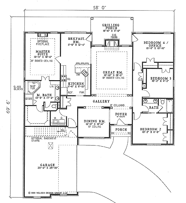 Traditional Style House Plan - 4 Beds 2 Baths 2189 Sq/Ft Plan #17-1127 ...