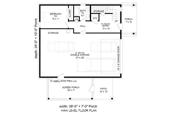 Floor Plan - Main Floor for Contemporary House Plan #932-548 - 2 bed, 2.5 bath
