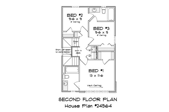 Floor Plan - Upper Floor for Modern House Plan #513-2357 - 3 bed, 2.5 bath