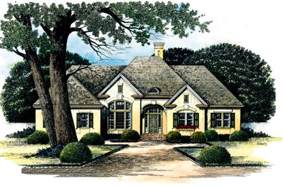 Exterior - Front Elevation for European House Plan #429-2 - 3 bed, 2.5 bath