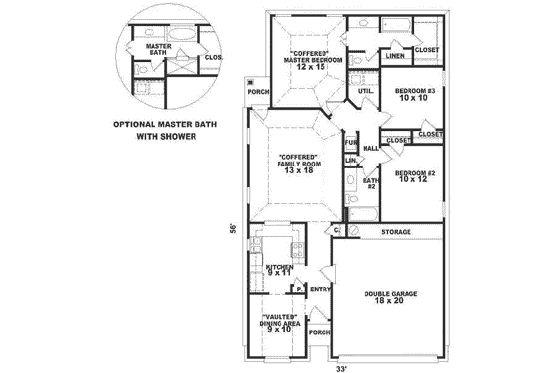Floor Plan - Main Floor for European House Plan #81-190 - 3 bed, 2 bath