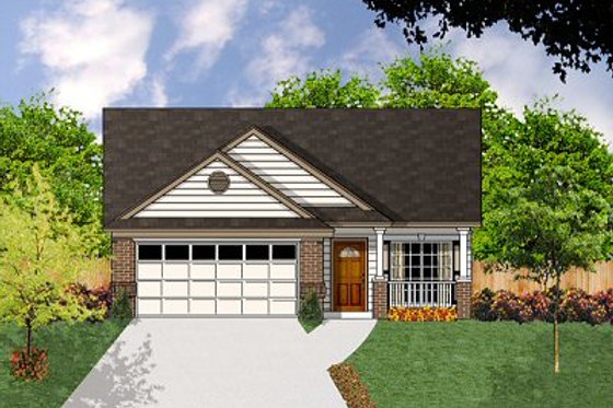 Exterior - Front Elevation for Country House Plan #62-126 - 3 bed, 2 bath