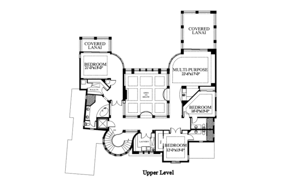 Floor Plan - Upper Floor for Mediterranean House Plan #426-1 - 4 bed, 4.5 bath