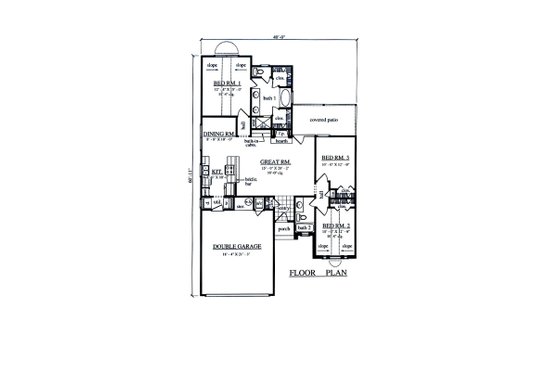 Floor Plan - Main Floor for Traditional House Plan #42-372 - 3 bed, 2 bath