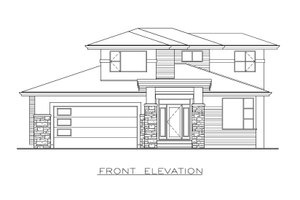 Exterior - Front Elevation 3 for Modern House Plan #1100-49 - 3 bed, 3.5 bath