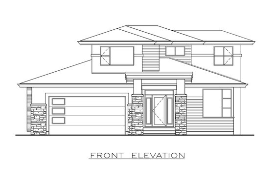 Exterior - Front Elevation 3 for Modern House Plan #1100-49 - 3 bed, 3.5 bath