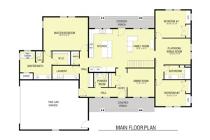 Floor Plan - Main Floor for Farmhouse House Plan #1068-4 - 3 bed, 2.5 bath