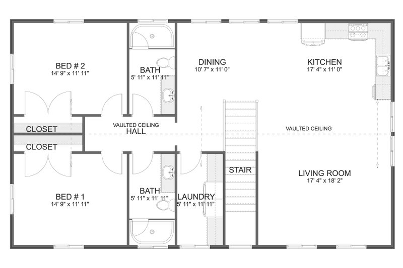 House Design - Floor Plan - Upper Floor for Barndominium House Plan #1060-243 - 2 bed, 2 bath