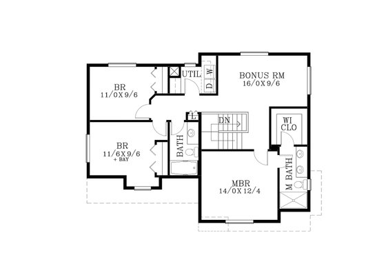 Floor Plan - Upper Floor for Craftsman House Plan #53-509 - 3 bed, 2.5 bath