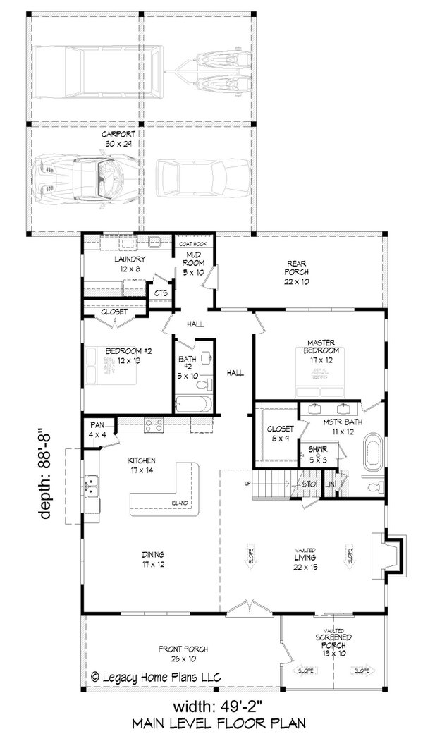 Architectural House Design - Farmhouse Floor Plan - Main Floor Plan #932-710