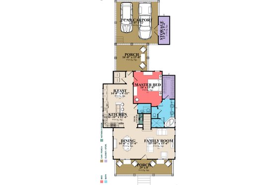 Floor Plan - Main Floor for Farmhouse House Plan #63-400 - 4 bed, 3 bath