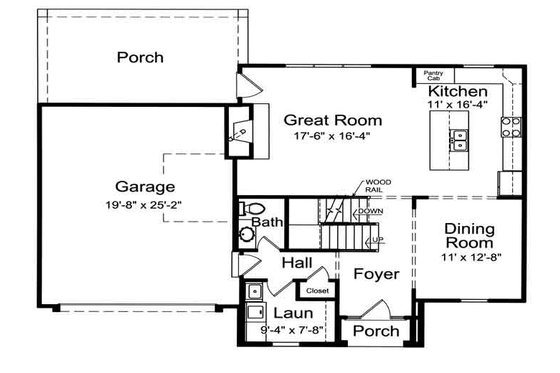 Floor Plan - Main Floor for Traditional House Plan #46-474 - 4 bed, 2.5 bath