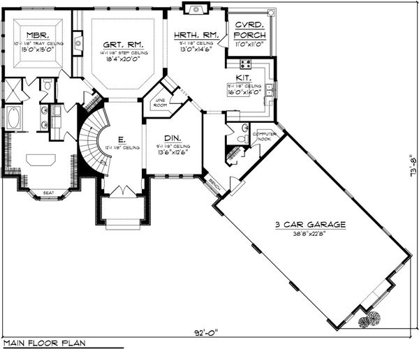 Dream House Plan - Traditional Floor Plan - Main Floor Plan #70-1091