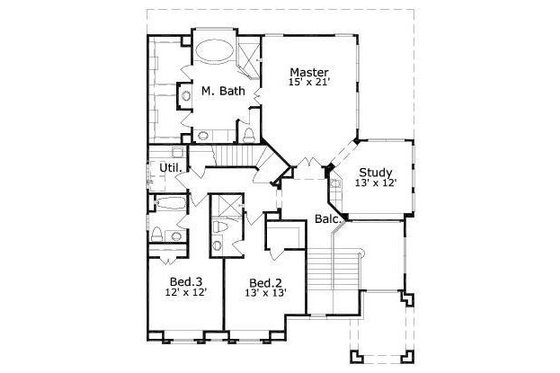 Floor Plan - Upper Floor for European House Plan #411-862 - 3 bed, 3.5 bath