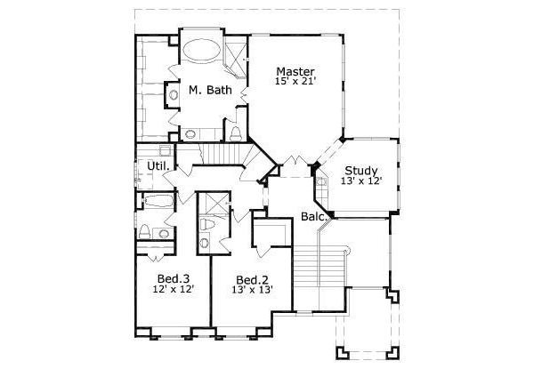 Floor Plan - Upper Floor for European House Plan #411-862 - 3 bed, 3.5 bath