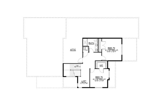Floor Plan - Upper Floor for Cottage House Plan #1064-107 - 3 bed, 2.5 bath