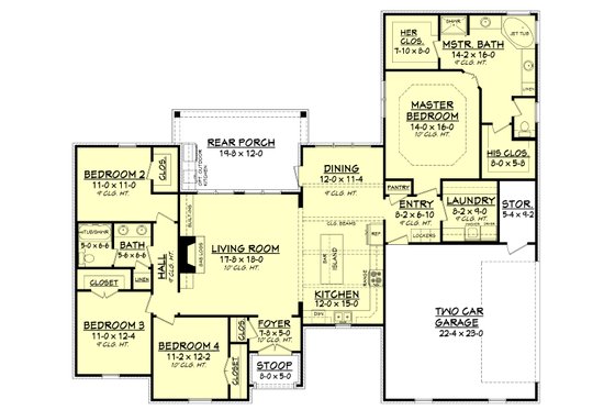 Floor Plan - Main Floor for European House Plan #430-125 - 4 bed, 2 bath