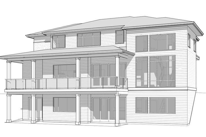 Home Plan - Exterior - Rear Elevation for Prairie House Plan #1114-75 - 3 bed, 2.5 bath