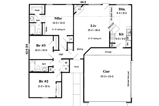 Floor Plan - Main Floor for Traditional House Plan #329-103 - 3 bed, 2 bath