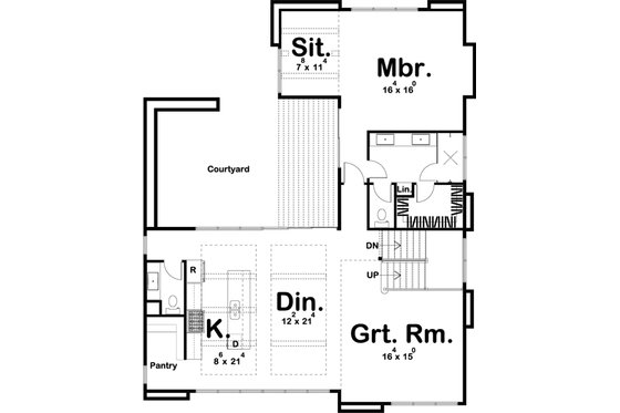 Floor Plan - Main Floor for Contemporary House Plan #455-209 - 3 bed, 2.5 bath