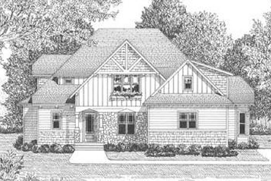 Exterior - Other Elevation 1 for Tudor House Plan #413-140 - 4 bed, 3.5 bath