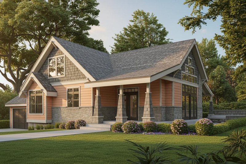 Architectural House Design - Farmhouse Exterior - Front Elevation Plan #100-214