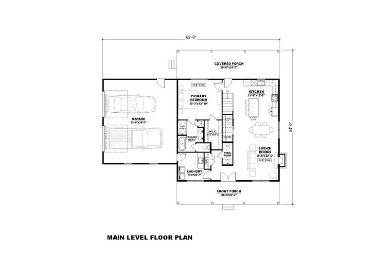 Architectural House Design - Floor Plan - Main Floor for Farmhouse House Plan #1117-37 - 4 bed, 3.5 bath