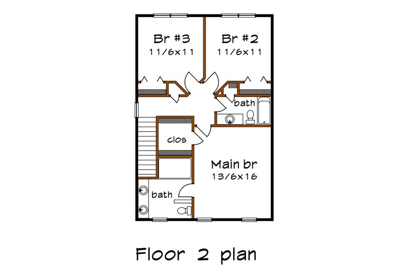 Dream House Plan - Floor Plan - Upper Floor for Farmhouse House Plan #79-268 - 3 bed, 2.5 bath