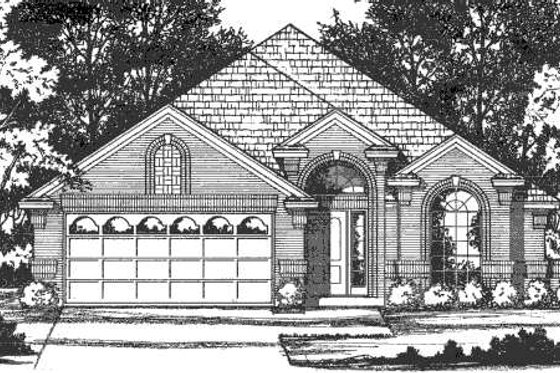 Exterior - Front Elevation for European House Plan #40-417 - 3 bed, 2 bath
