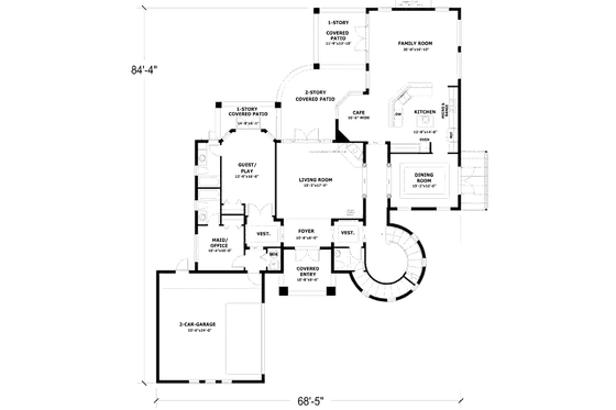 Floor Plan - Main Floor for Mediterranean House Plan #420-154 - 5 bed, 5.5 bath