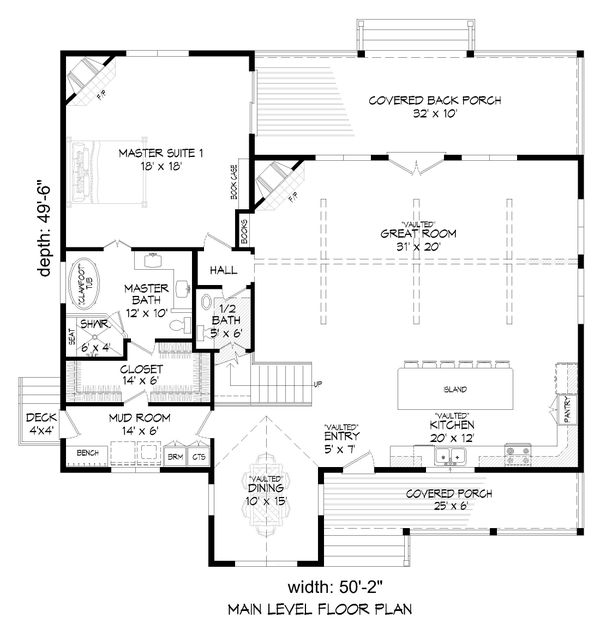 Architectural House Design - Farmhouse Floor Plan - Main Floor Plan #932-394