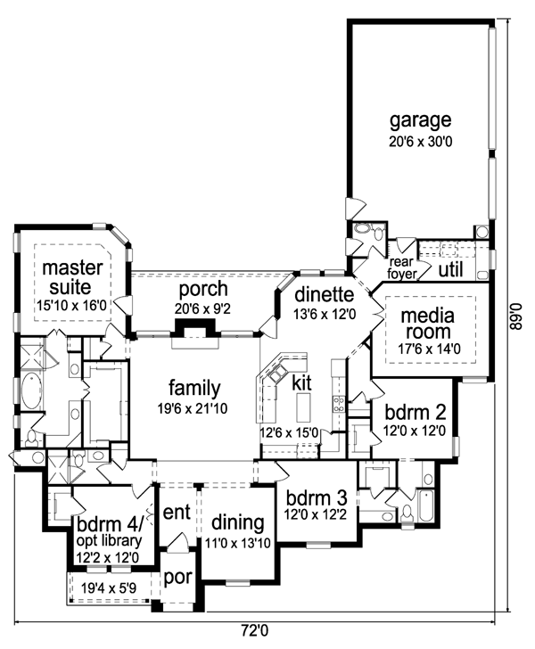 Home Plan - European Floor Plan - Main Floor Plan #84-506