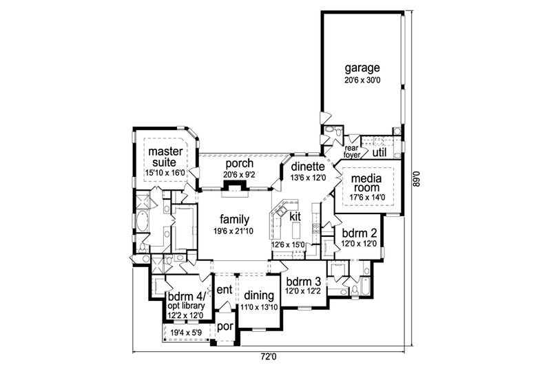 Home Plan - Floor Plan - Main Floor for European House Plan #84-506, 3.5 bath
