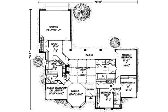 Floor Plan - Main Floor for Traditional House Plan #312-496 - 4 bed, 3 bath