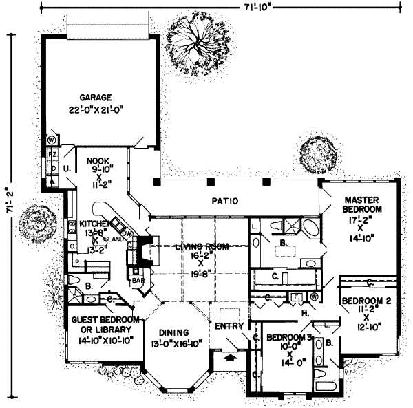 Floor Plan - Main Floor for Traditional House Plan #312-496 - 4 bed, 3 bath